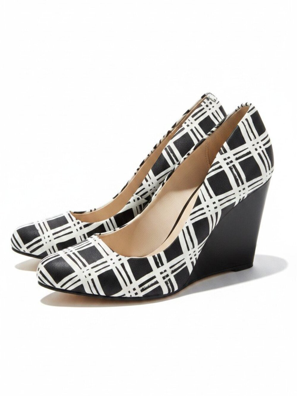 Coach Orchard Plaid High Wedge Pumps 4.5" Size 7B